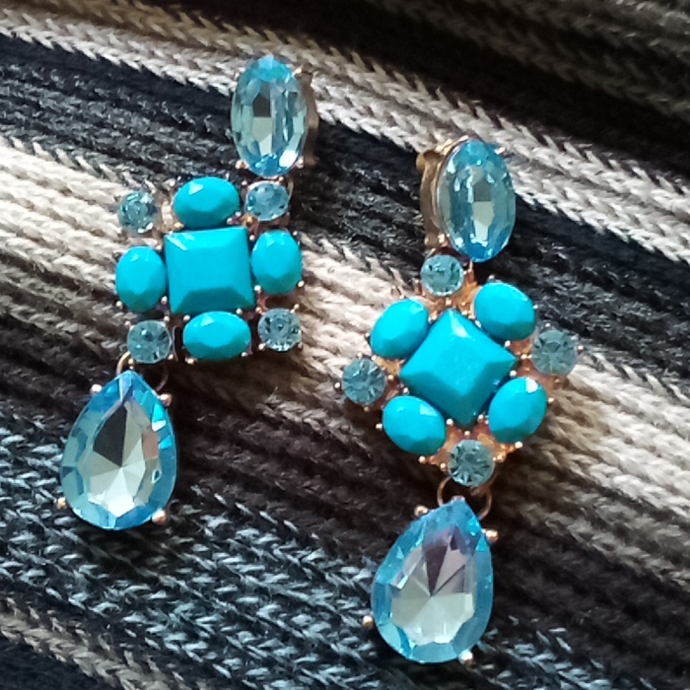 Woman's Costume Earrings/w blue faux stones